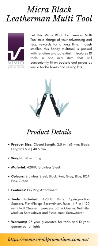Personalised Micra Black Leatherman Multi Tool | Vivid Promotions