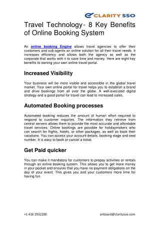 Travel Technology - 8 Key Benefits of Online Booking System