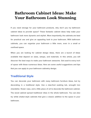 Bathroom Cabinet Ideas: Make Your Bathroom Look Stunning