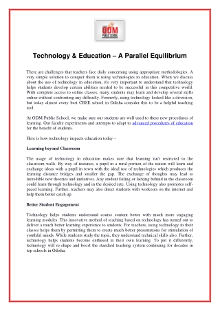 Technology & Education – A Parallel Equilibrium