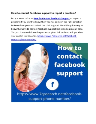 How to contact Facebook support to report a problem?