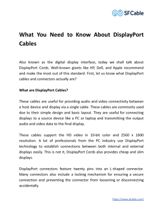 What You Need to Know About DisplayPort Cables