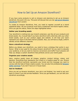 How to Set Up an Amazon Storefront?