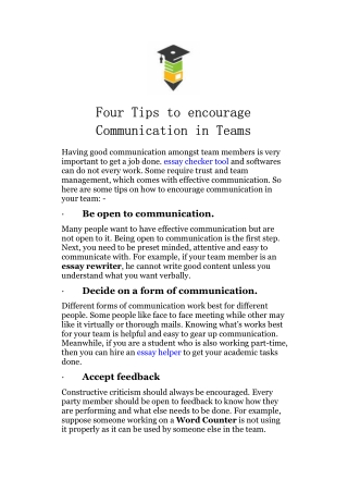 Four Tips to encourage Communication in Teams