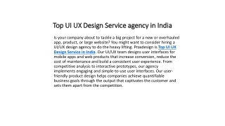 Top UI UX Design Service agency in India