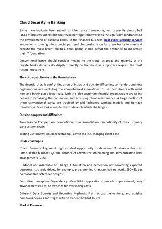 Cloud Security in Banking