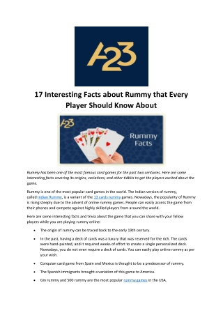 17 Interesting Facts about Rummy that Every Player Should Know About