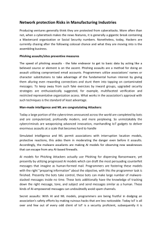 Network protection Risks in Manufacturing Industries