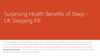 Surprising Health Benefits of Sleep – UK Sleeping pill