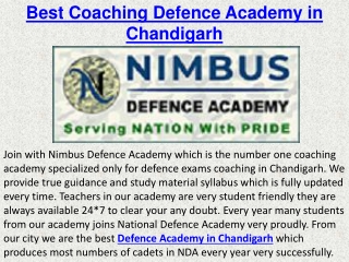 Best Coaching Defence Academy in Chandigarh