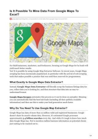 1Is It Possible To Mine Data From Google Maps To Excel