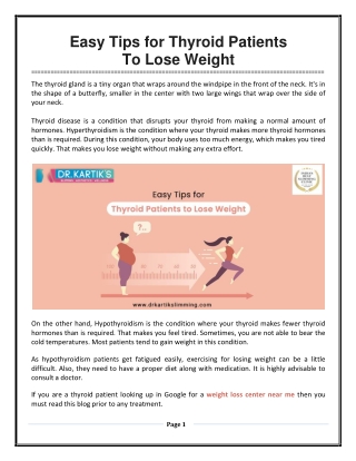 Easy Tips for Thyroid Patients to Lose Weight