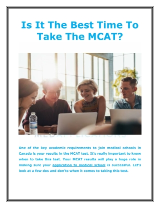 Is It The Best Time To Take The MCAT?