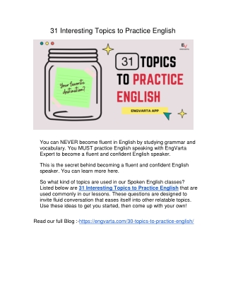31 Interesting Topics to Practice English