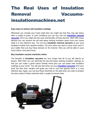 The Real Uses of Insulation Removal Vacuums-insulationmachines.net