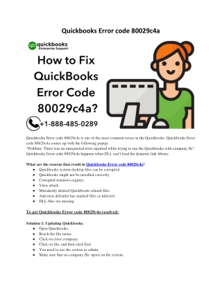 Quickbooks Error code 80029c4a