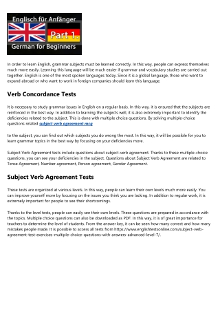Subject Verb Agreement MCQ