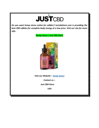 Hemp stores  Just CBD Store