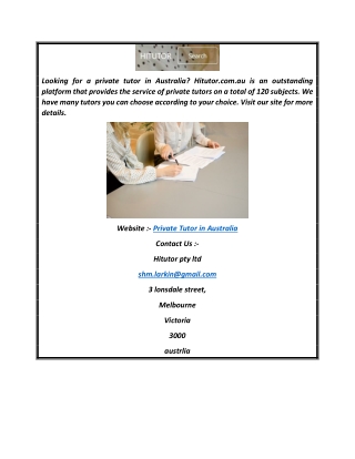 Private Tutor In Australia  Hitutor.com.au