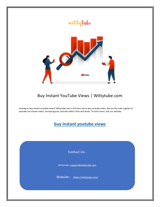 Buy Instant YouTube Views | Wittytube.com