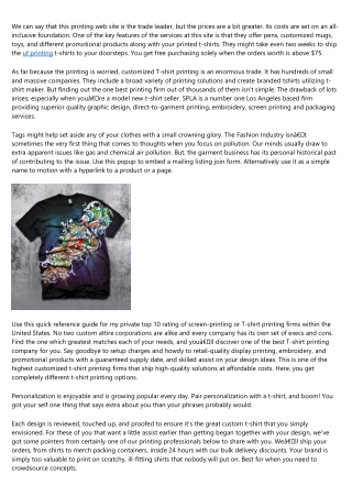 Low Cost Customized T