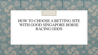 How To Choose A Betting Site With Good Singapore Horse Racing Odds