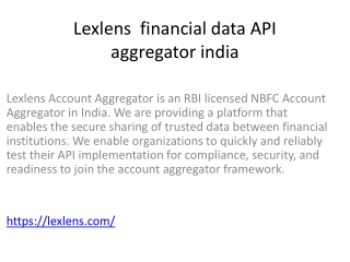 Lexlens  financial data API aggregator india