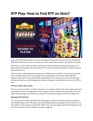 How to Find RTP on Slots