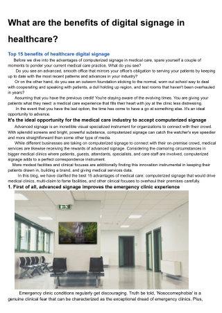 What are the benefits of digital signage in healthcare_