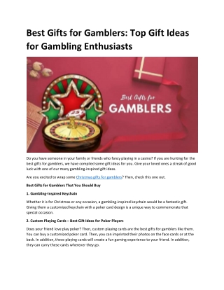 Top Gift Ideas for Gambling Enthusiasts