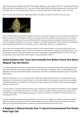 13 Smart Tips That'll Make A Huge Variation With Your CBD Rich Seeds