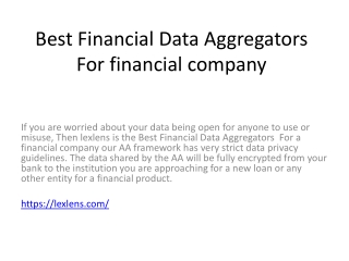 Best Financial Data Aggregators  For financial company