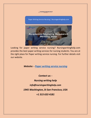 Paper Writing Service Nursing | Nursingwritinghelp.com