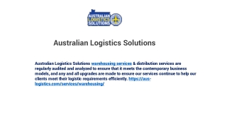 Warehousing Companies in Australia