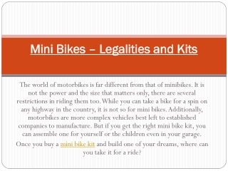 Mini Bikes – Legalities and Kits