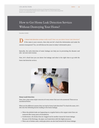 How to Get Home Leak Detection Services Without Destroying Your Home?