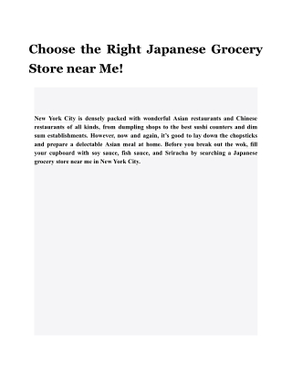 Choose the Right Japanese Grocery Store near Me!