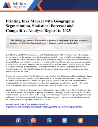 Printing Inks Market Overview, Leading Players, Survey and Forecasts To 2025