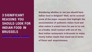 3 Significant Reasons You Should Look For Indian Food in Brussels