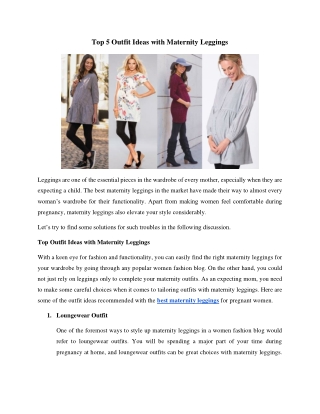 Top 5 Outfit Ideas with Maternity Leggings