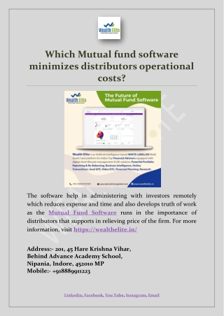 Which Mutual fund software minimizes distributors operational costs