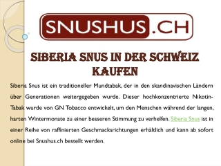 Siberia Snus In Der Schweiz Kaufen