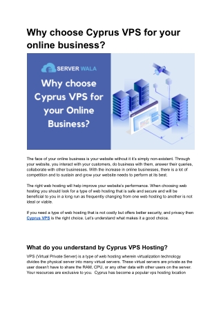 Why choose Cyprus VPS for your online business?