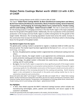 Global Paints Coatings Market