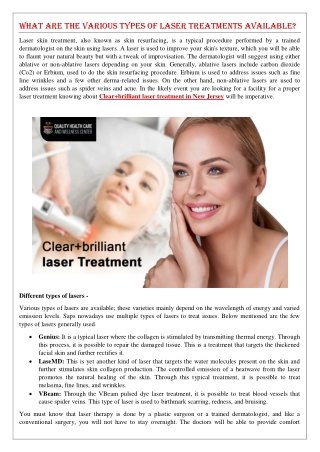 What Are The Various Types Of Laser Treatments Available