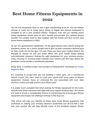 Best Home Fitness Equipments in 2022