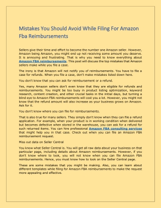 Mistakes You Should Avoid While Filing For Amazon Fba Reimbursements