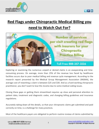 Red Flags under Chiropractic Medical Billing you need to Watch Out For?