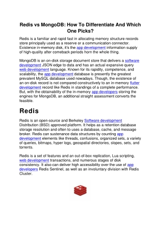 Redis vs MongoDB How To Differentiate And Which One Picks