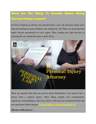 What Are The Things To Consider Before Hiring Personal Injury Lawyers